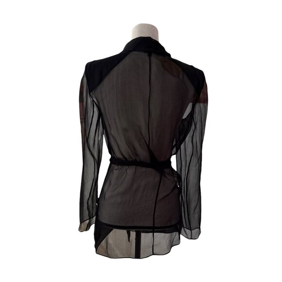 Chanel black silk sheer wrap top size 38 - Picture 3 of 8